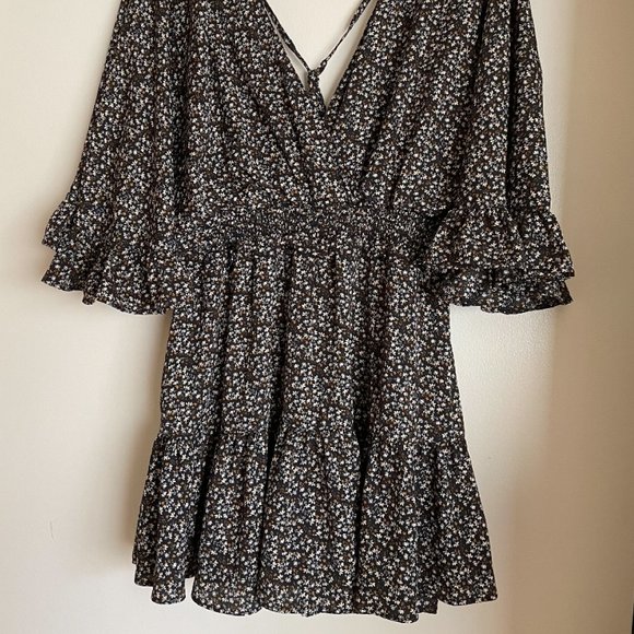 TCEC | NWOT | Floral Print Chiffon Skort Dress | S | Black | CP9448 - Picture 5 of 6
